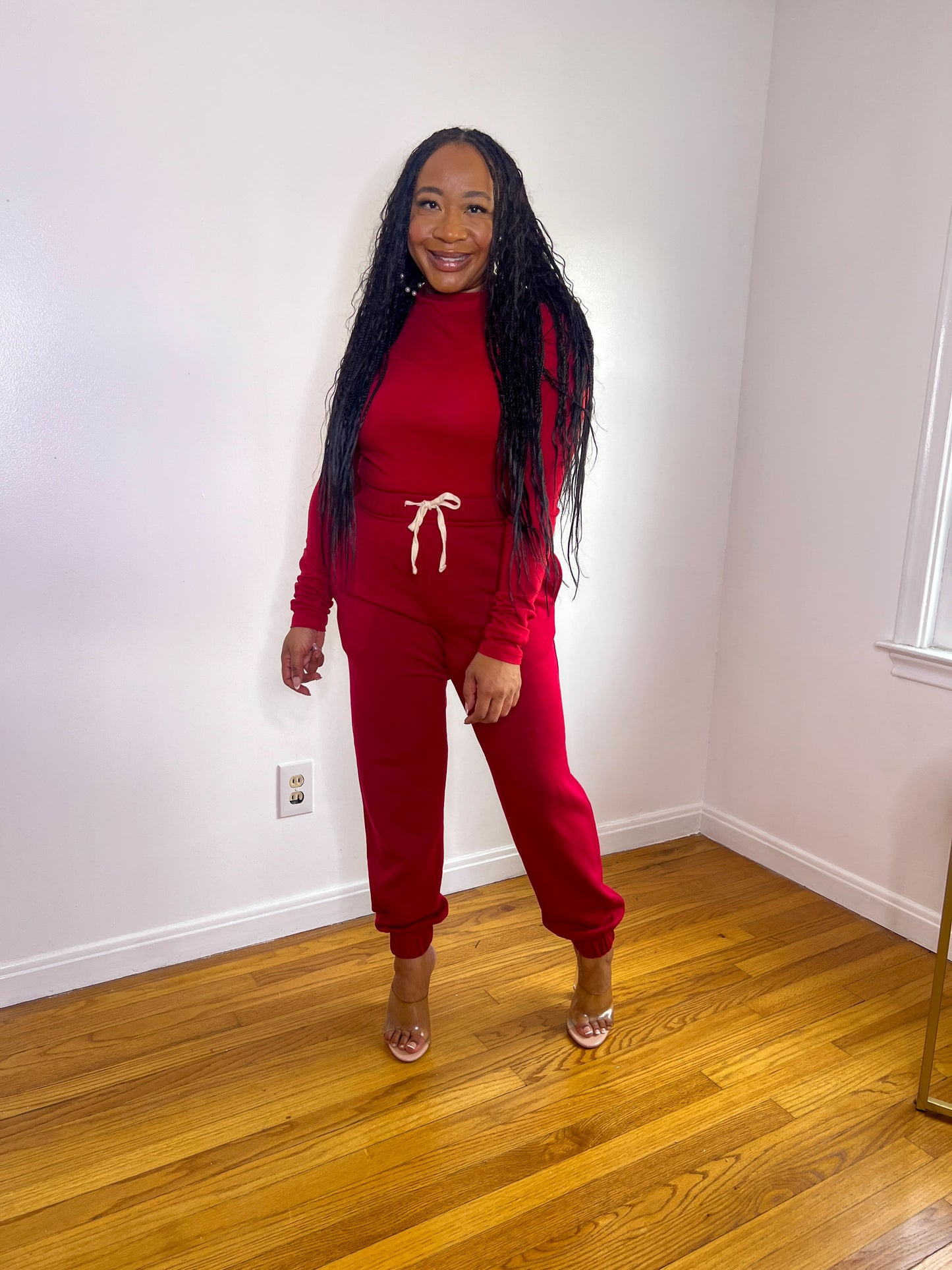 Red Mock Neck T-shirt