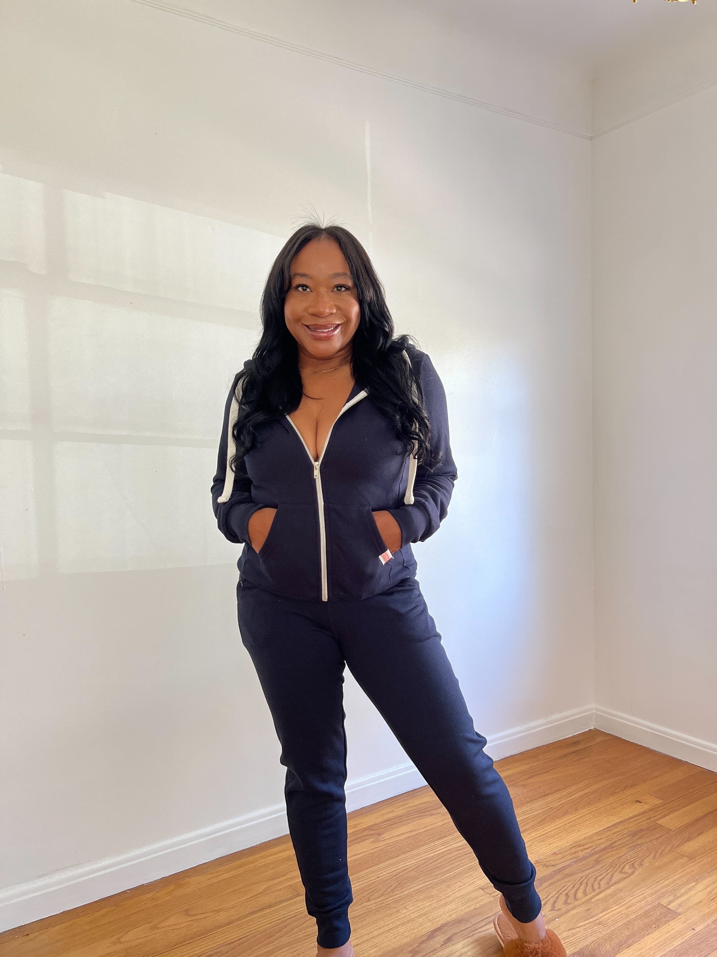 Navy Zip Up Jogger Set