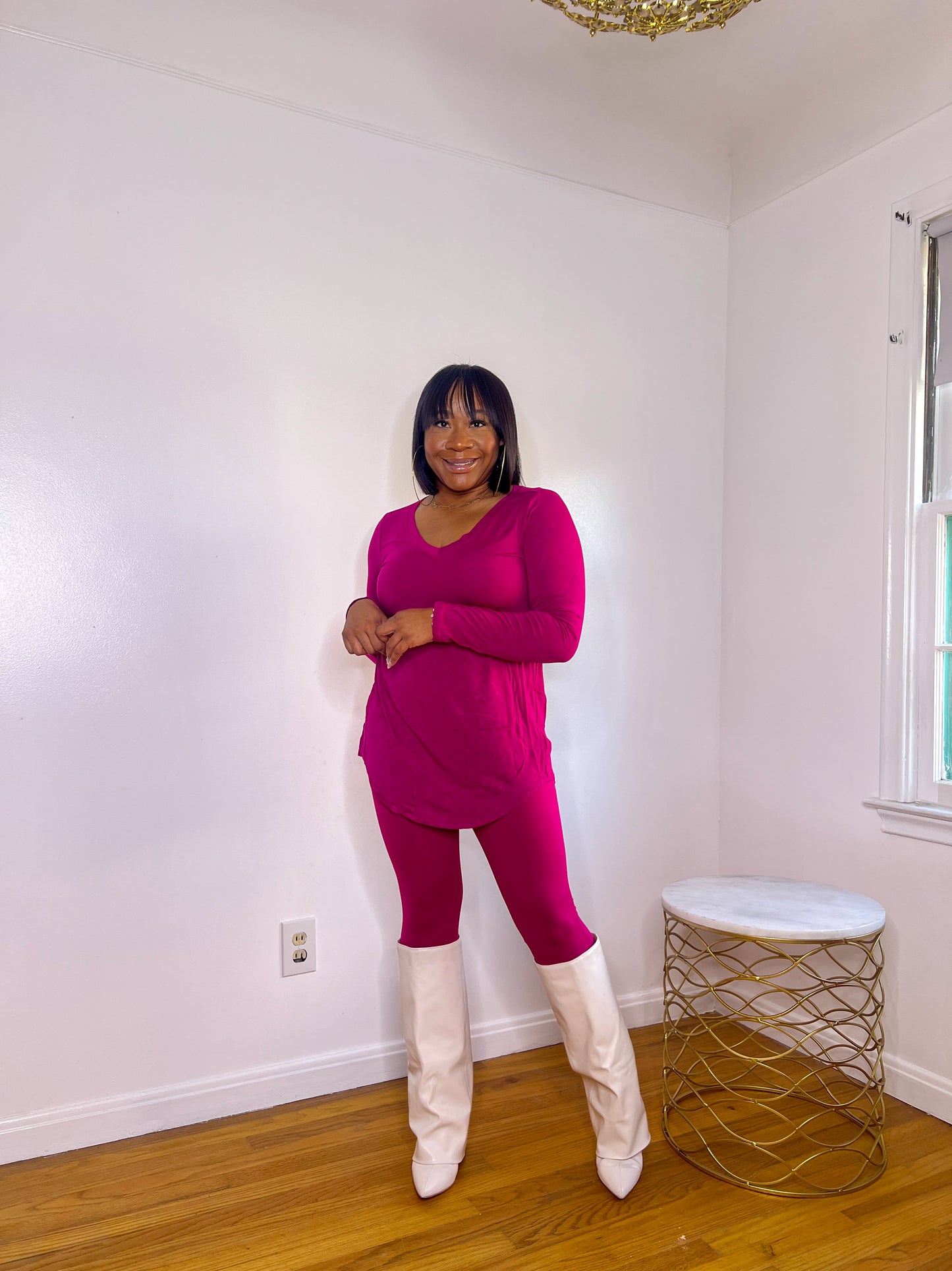 Dolphin Hem Top-Magenta