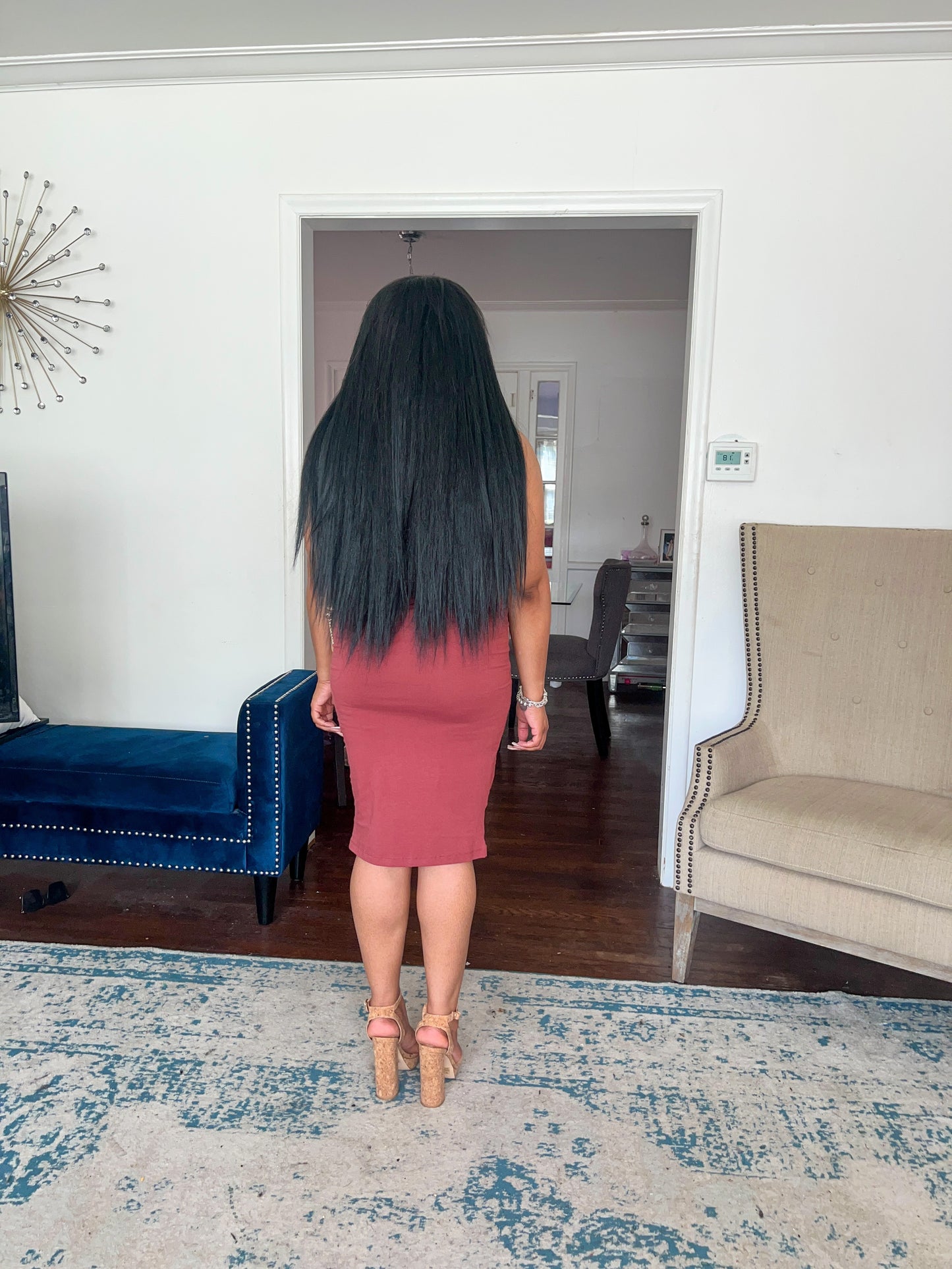Essential Midi Dress- Brick