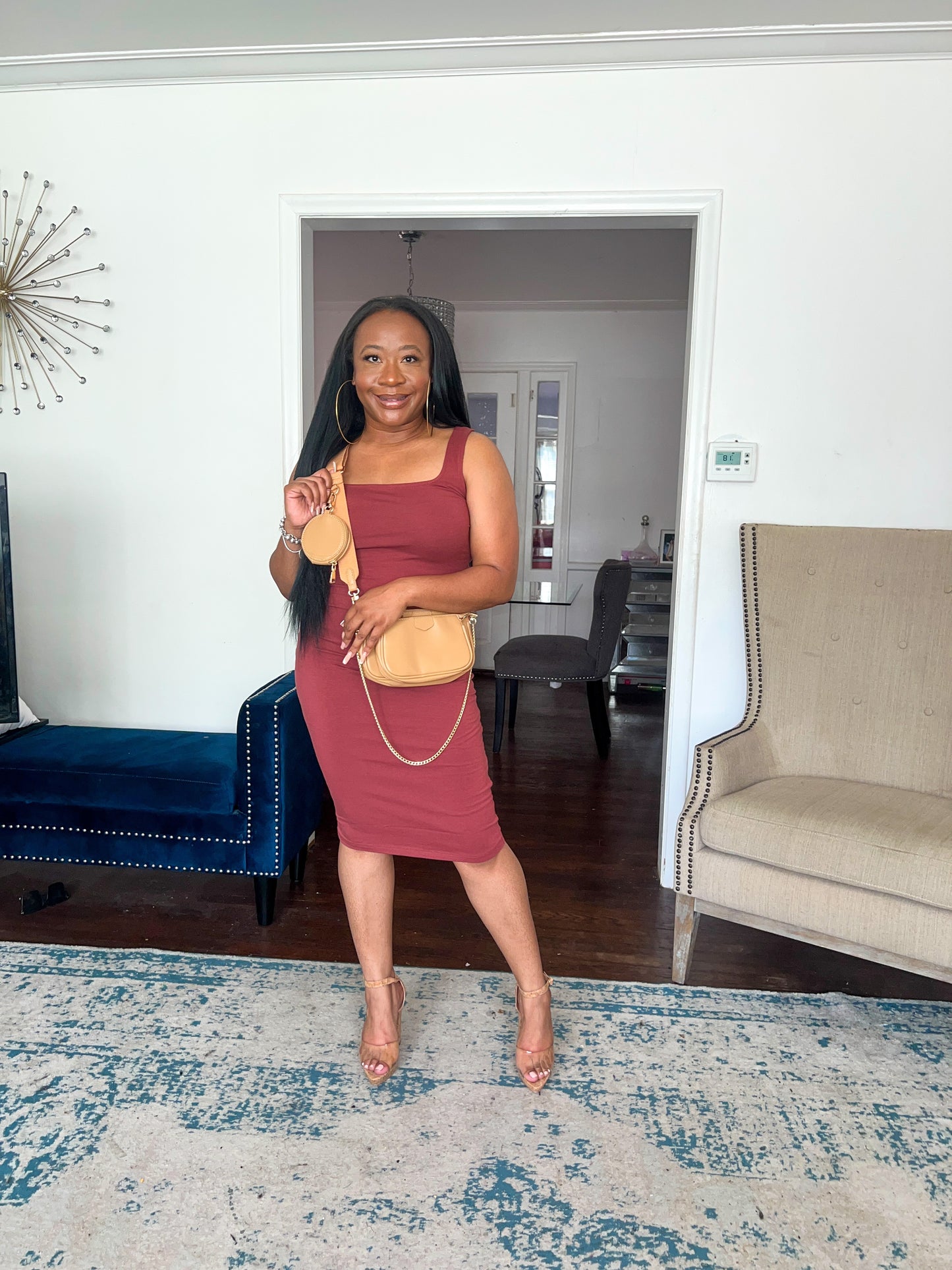 Essential Midi Dress- Brick