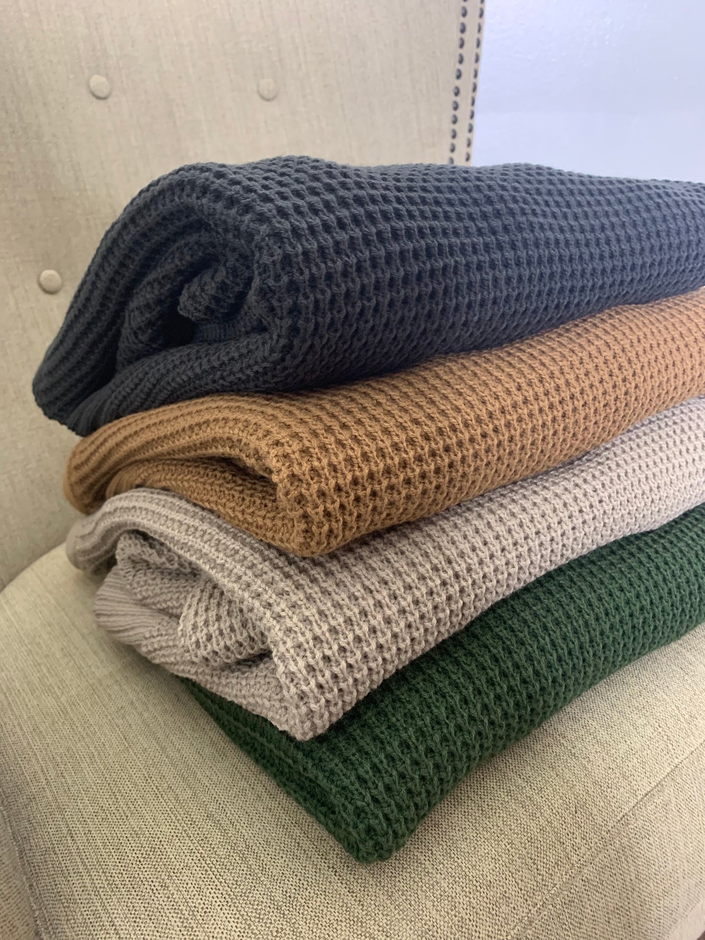 Waffle Knit V-neck Sweater