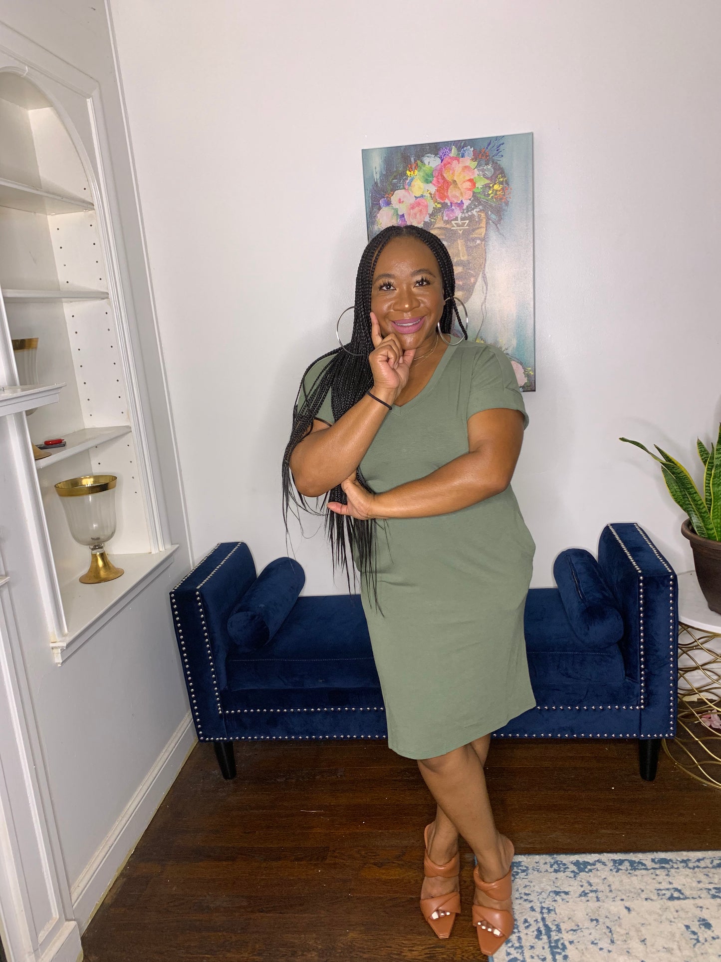 Essential T-shirt Dress- Green