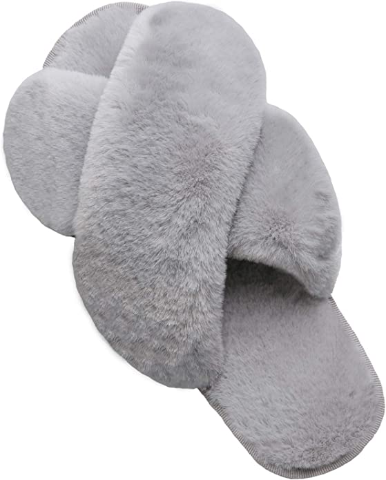 Soft Fur Slippers- Grey