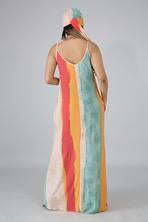 Neutral Striped Maxi with headscarf