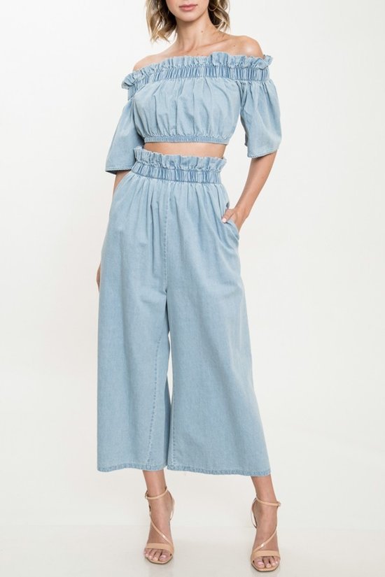 Off the shoulder Denim Set