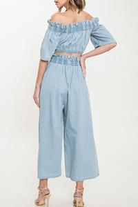 Off the shoulder Denim Set