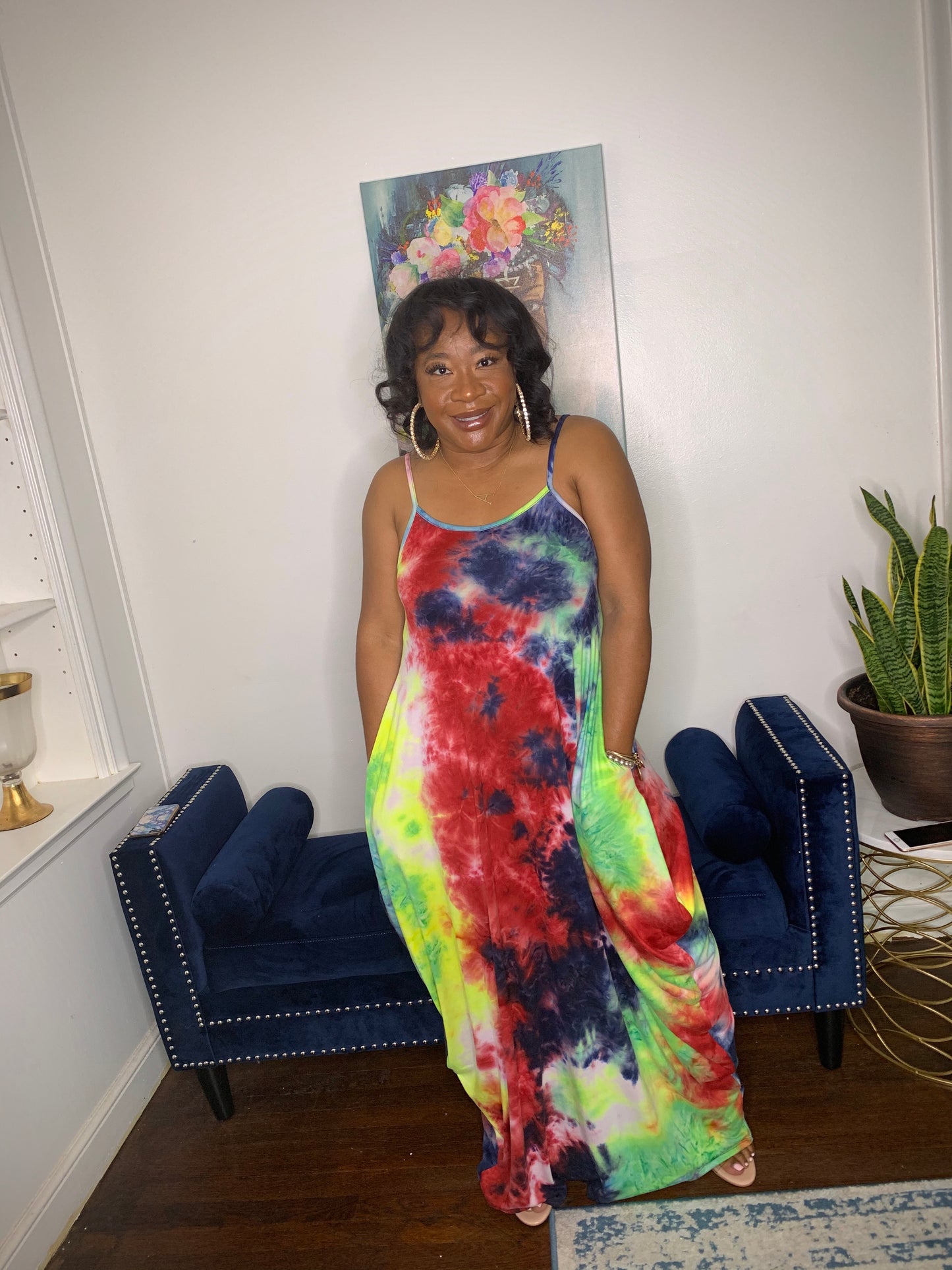 Tie Dye Maxi Dress- Red