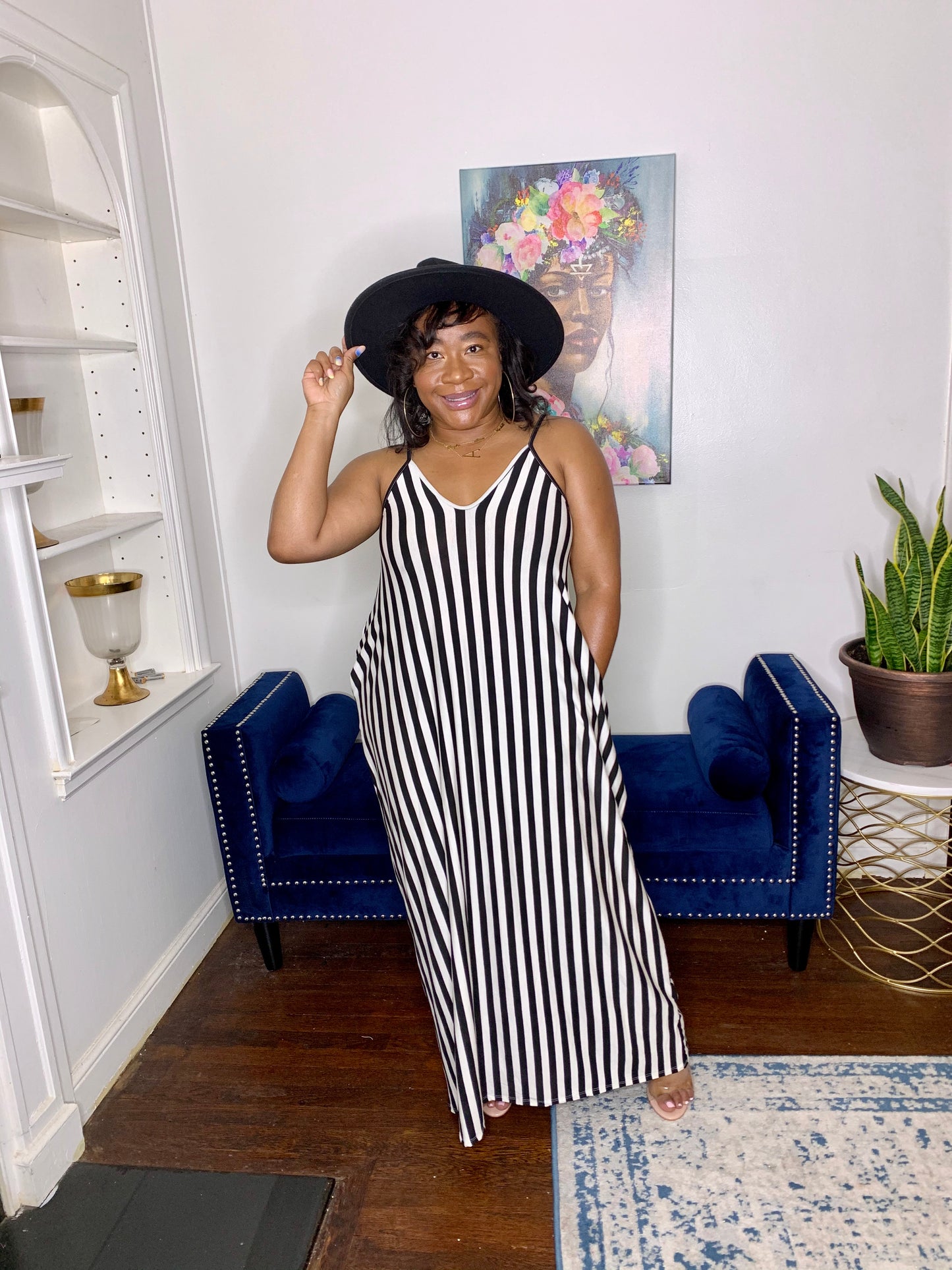 Stripe Maxi Dress- Black