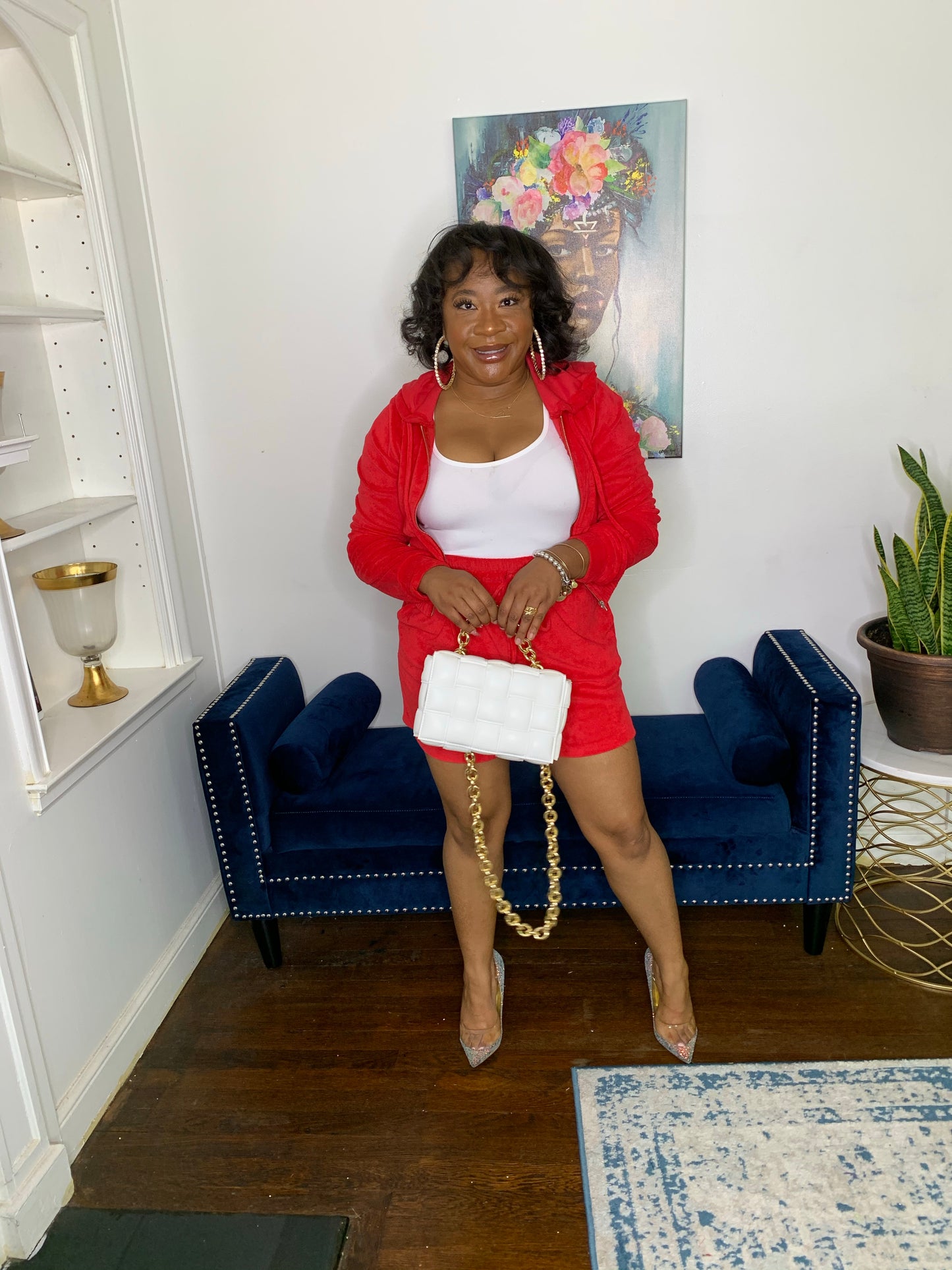 Terry Cloth Short Set- Ruby