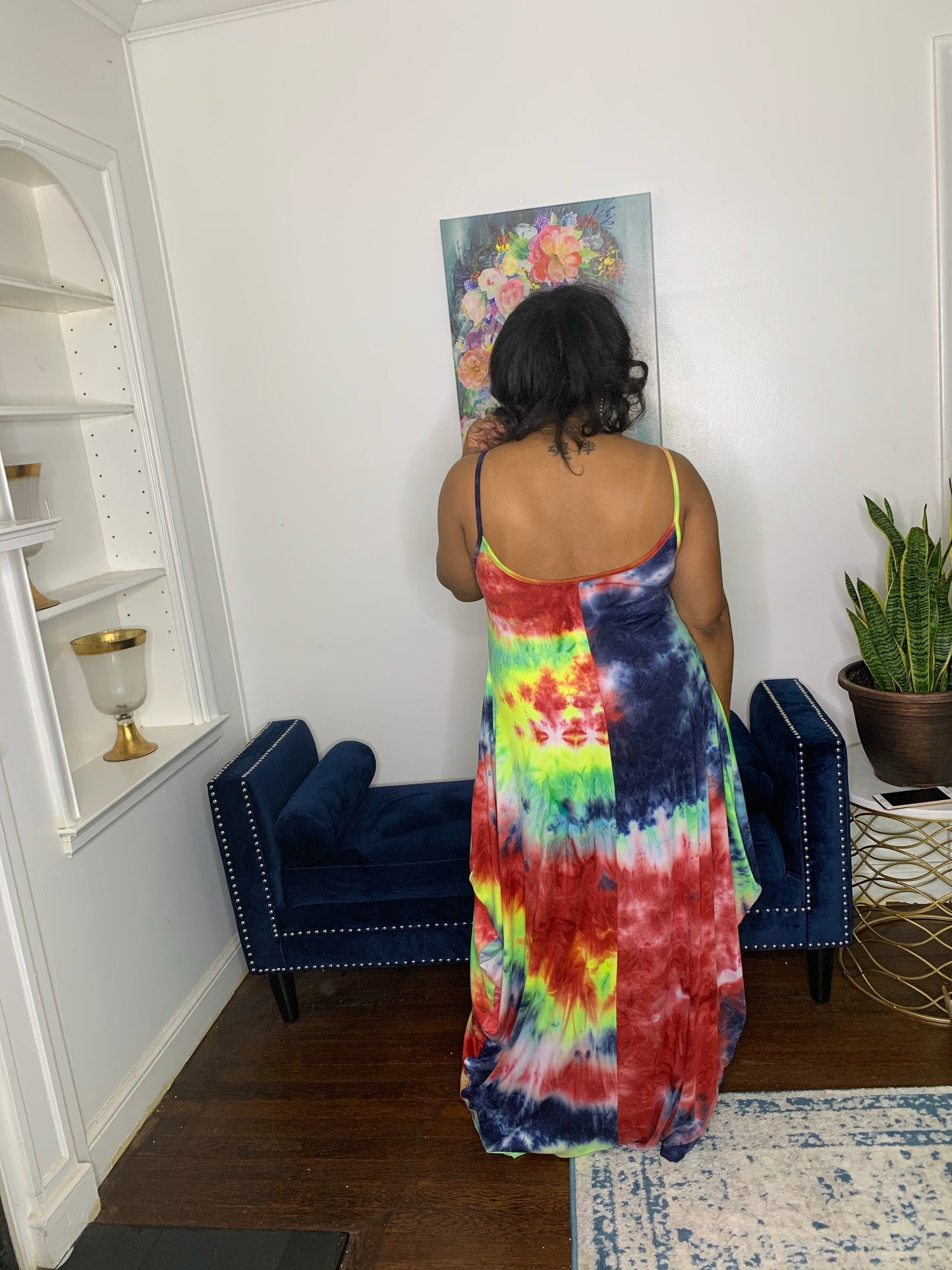 Tie Dye Maxi Dress- Red