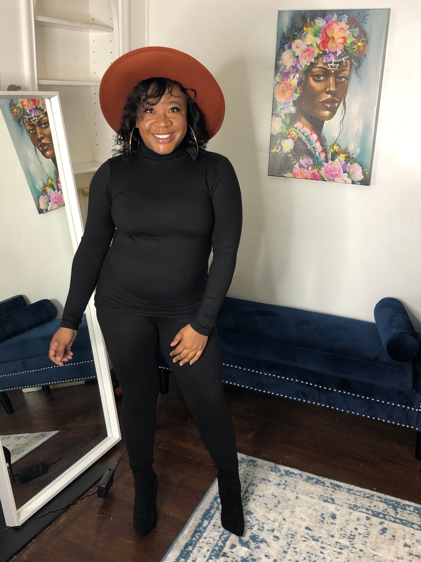 Black Turtleneck Legging Set