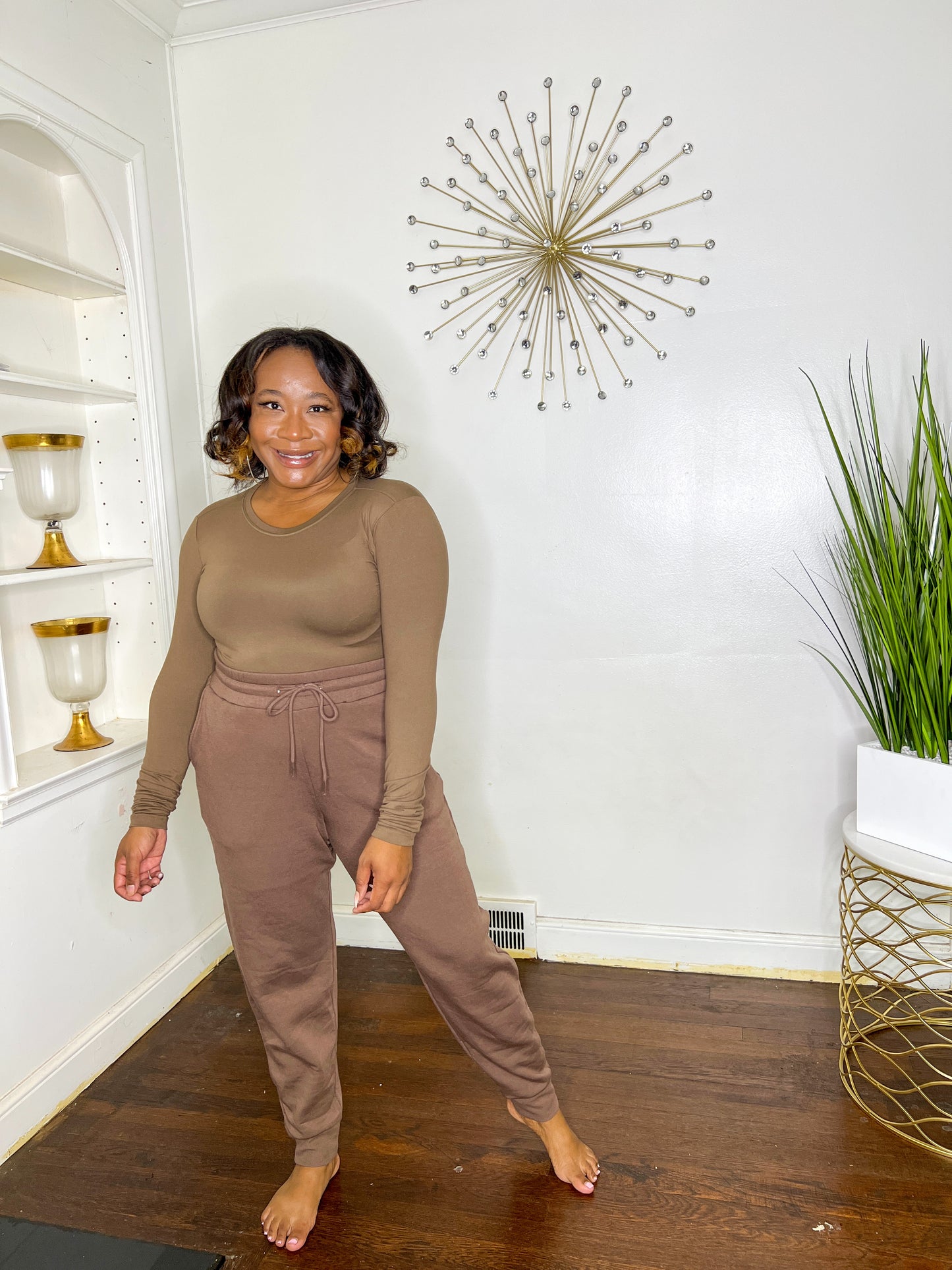 Mocha Crewneck Jogger Set