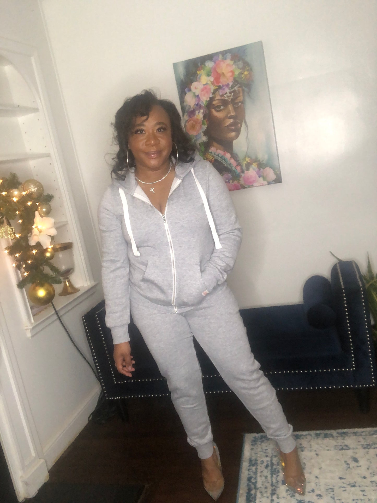Zip Up Jogger Set- Grey