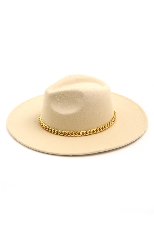 Chained Up Fedora Hat- Beige