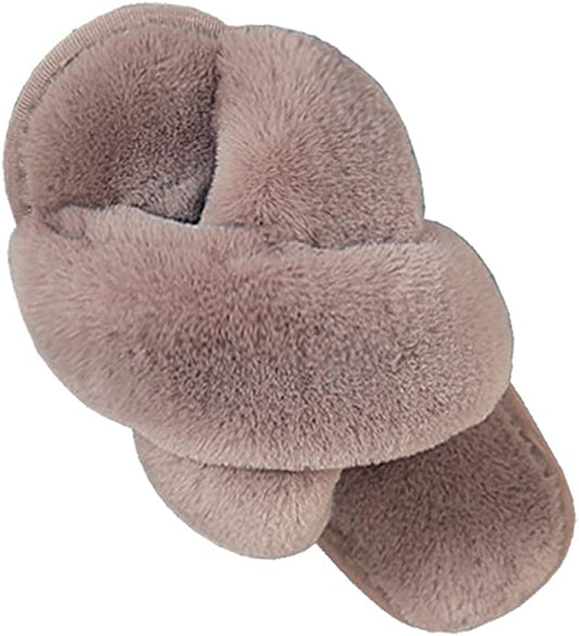 Soft Fur Slippers- Taupe