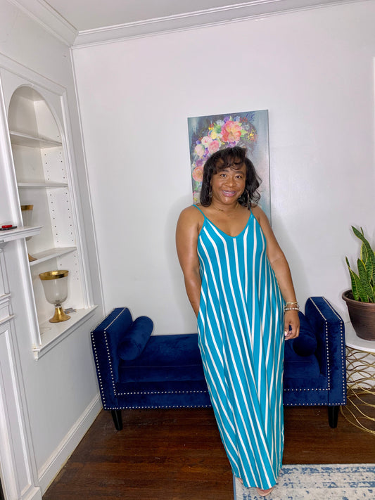 Stripe Maxi Dress- Turquoise