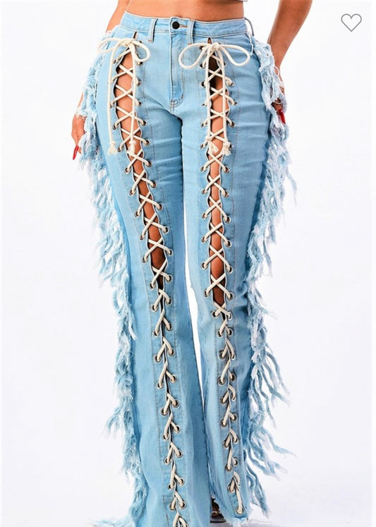 Laced Up Flare Denim